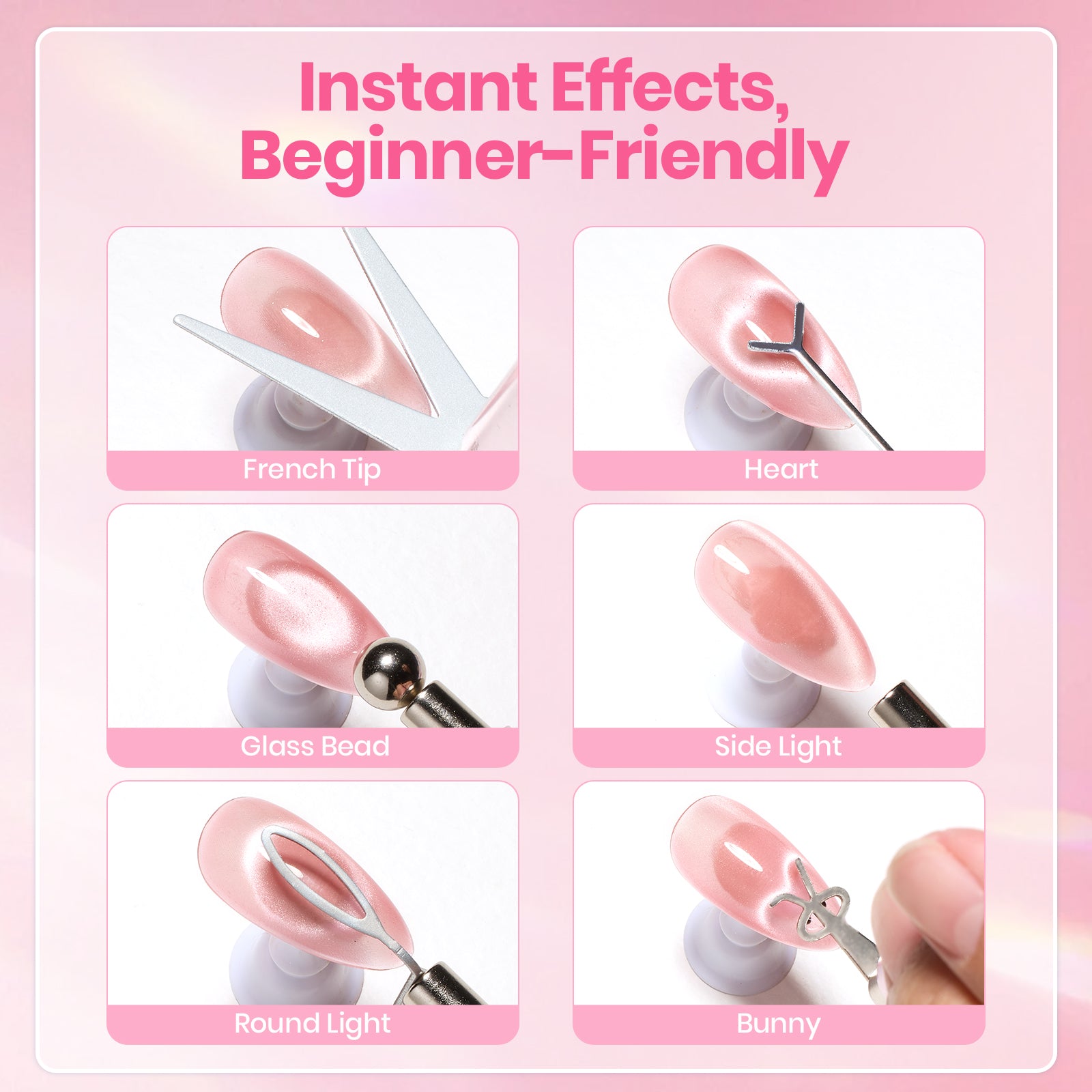Beetles Cat Eye Magnet Set for Nails 9PCS Nail Art Tool Kit