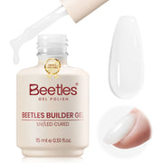 Beetles Builder Gel for Nails Sheer White, TPO & HEMA-Free Building Gel for Building Strengthening & Extension, Beginner Friendly DIY Salon at Home, UV LED Lamp Needed, Sheer Milk
