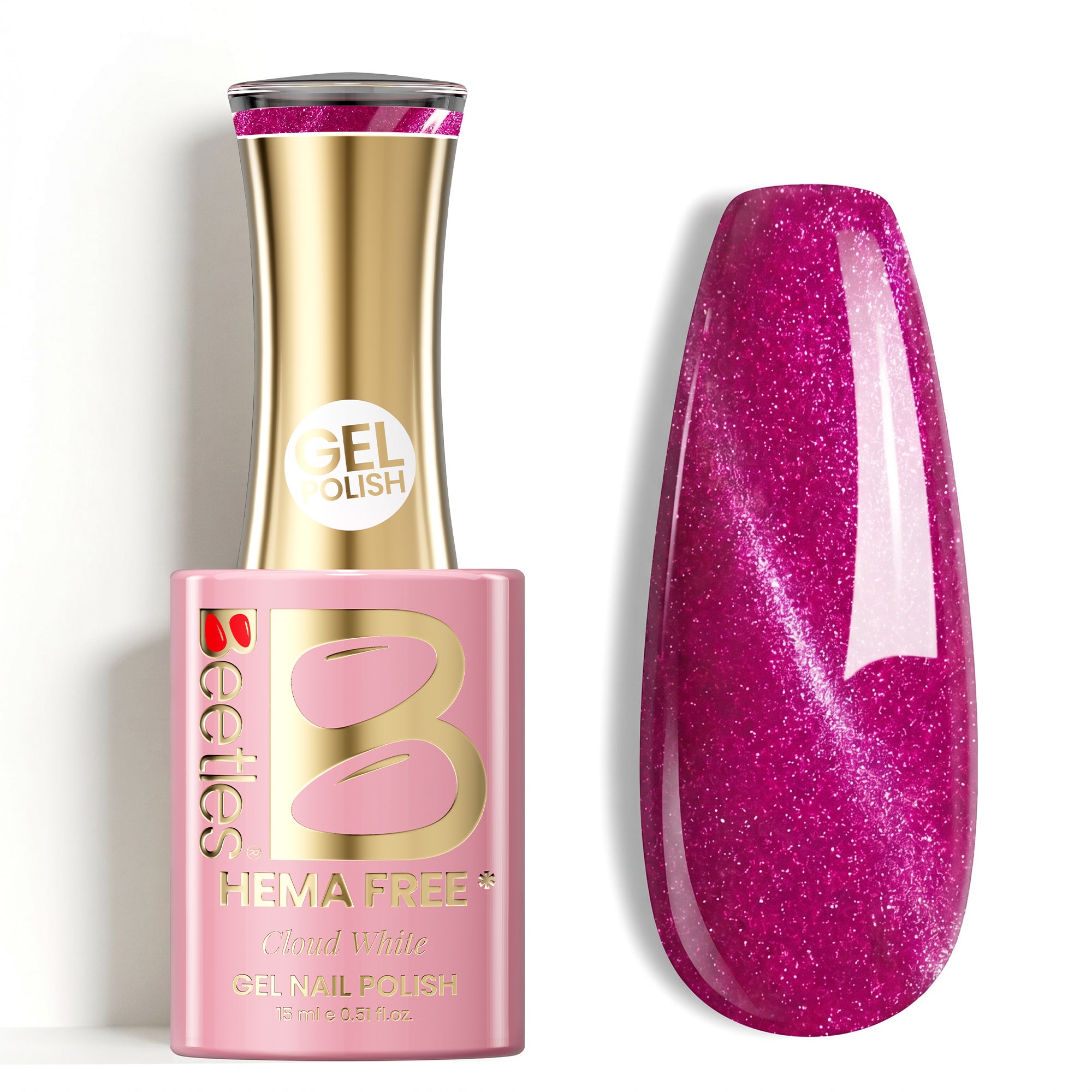 Beetles Gel Polish Stay Shining - Gel Nail Polish Hot Magenta Cat Eye for Party Nail Style | Hema Free & TPO Free