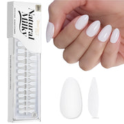 Beetles Natural Milky Nail Tips - Milky White Short Almond 16 sizes*5
