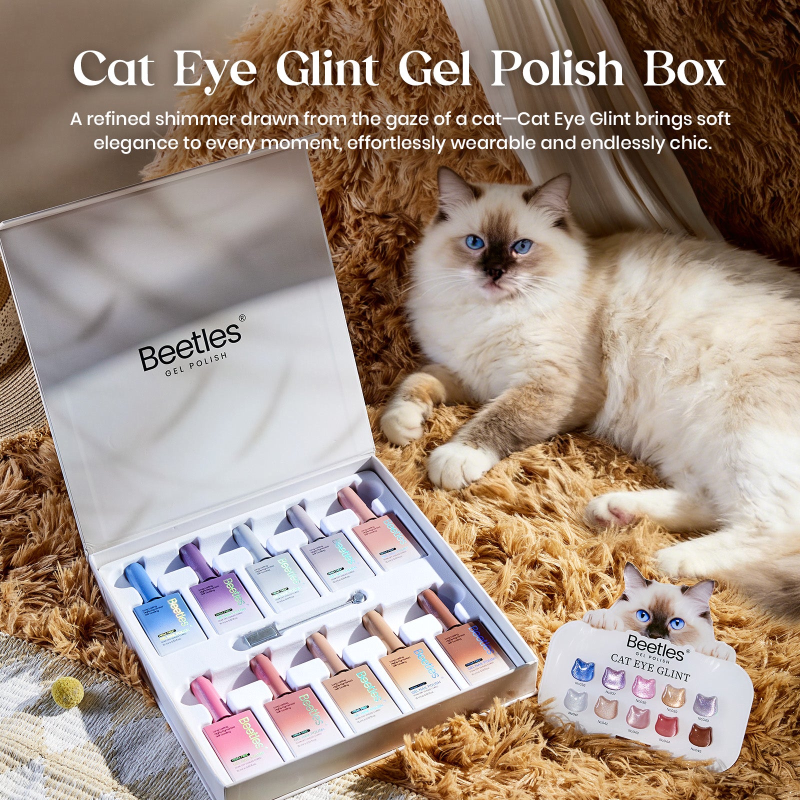 Beetles Cat Eye Glint Gel Nail Polish BOX - 15ML 10 Colors Magnetic Gel Polish Kit