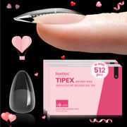 Beetles Pro Tipex Instant Apex Nail Tips, Short Almond 512pcs, Thicker Strong Acrylic Tips for DIY Salon-look Extensions