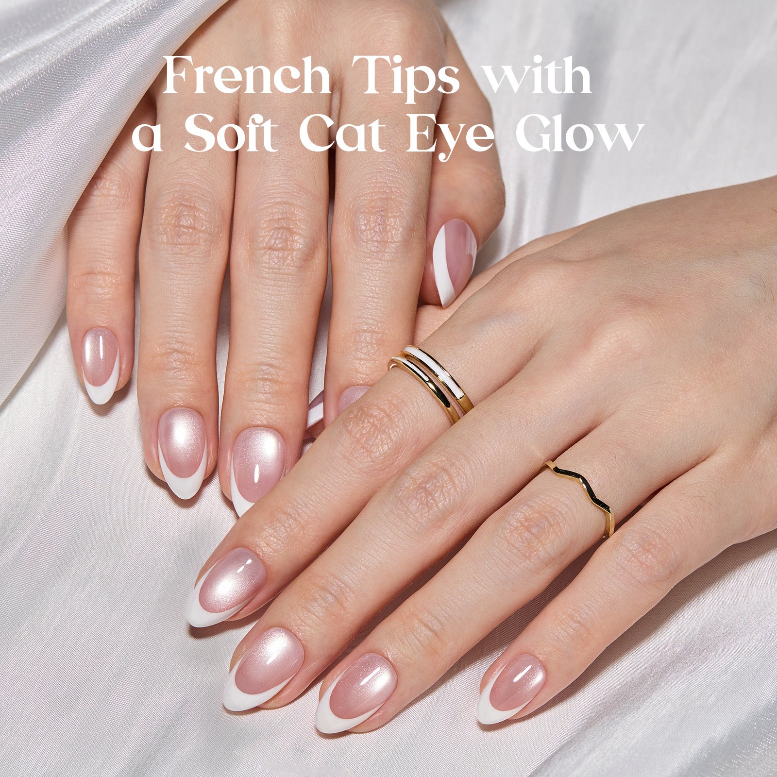 Beetles Stay Shining Glassy Blush French Press On Nails Short Almond 32Pcs