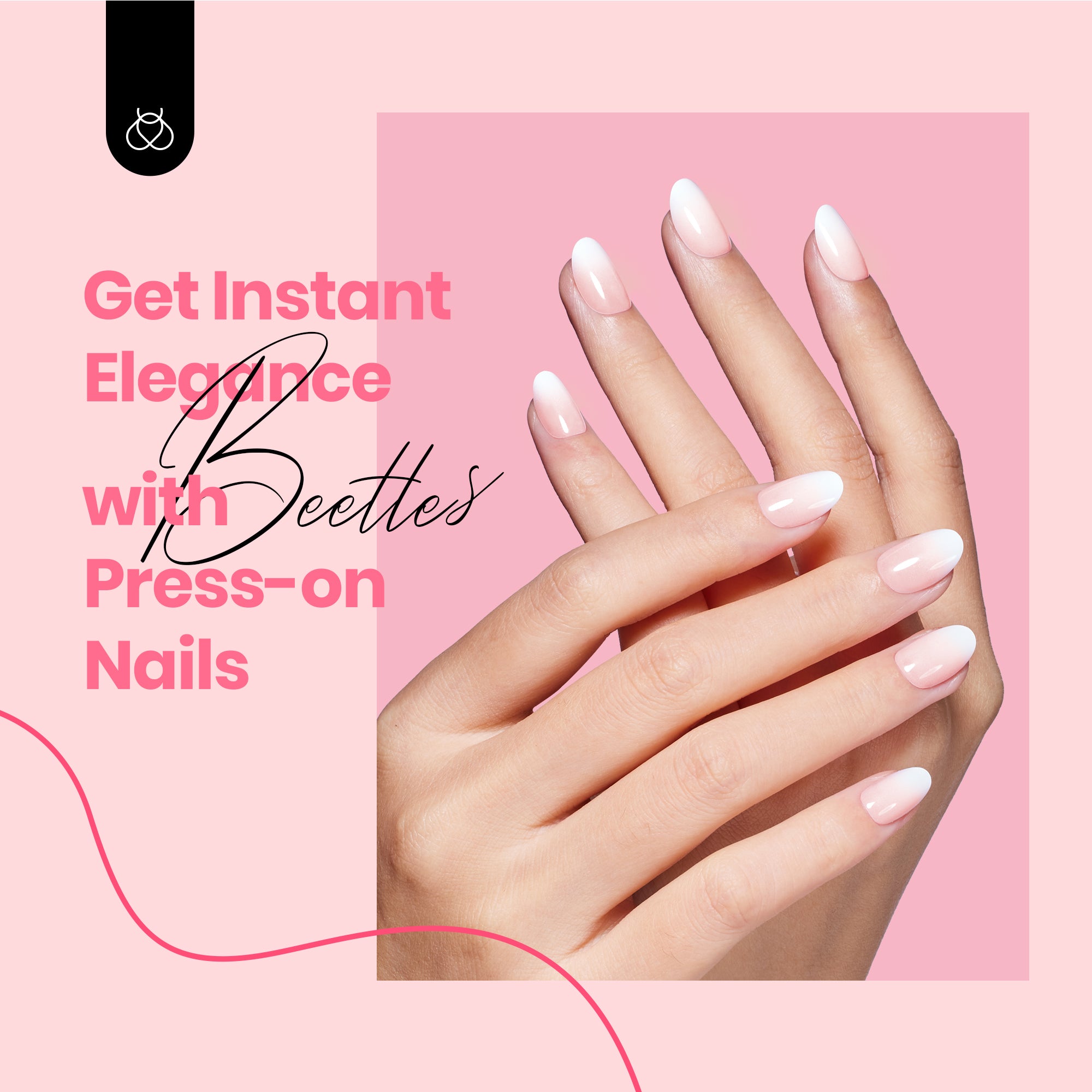 Beetles Almond Press On Nail,64 psc Pink Ombre Nails Press On 16 Sizes XS Short Almond Pink Ombre Fake Nails 2 Set Press On Nails with Nail Glue & Double-Sided Adhesives Nails Press Ons for Women