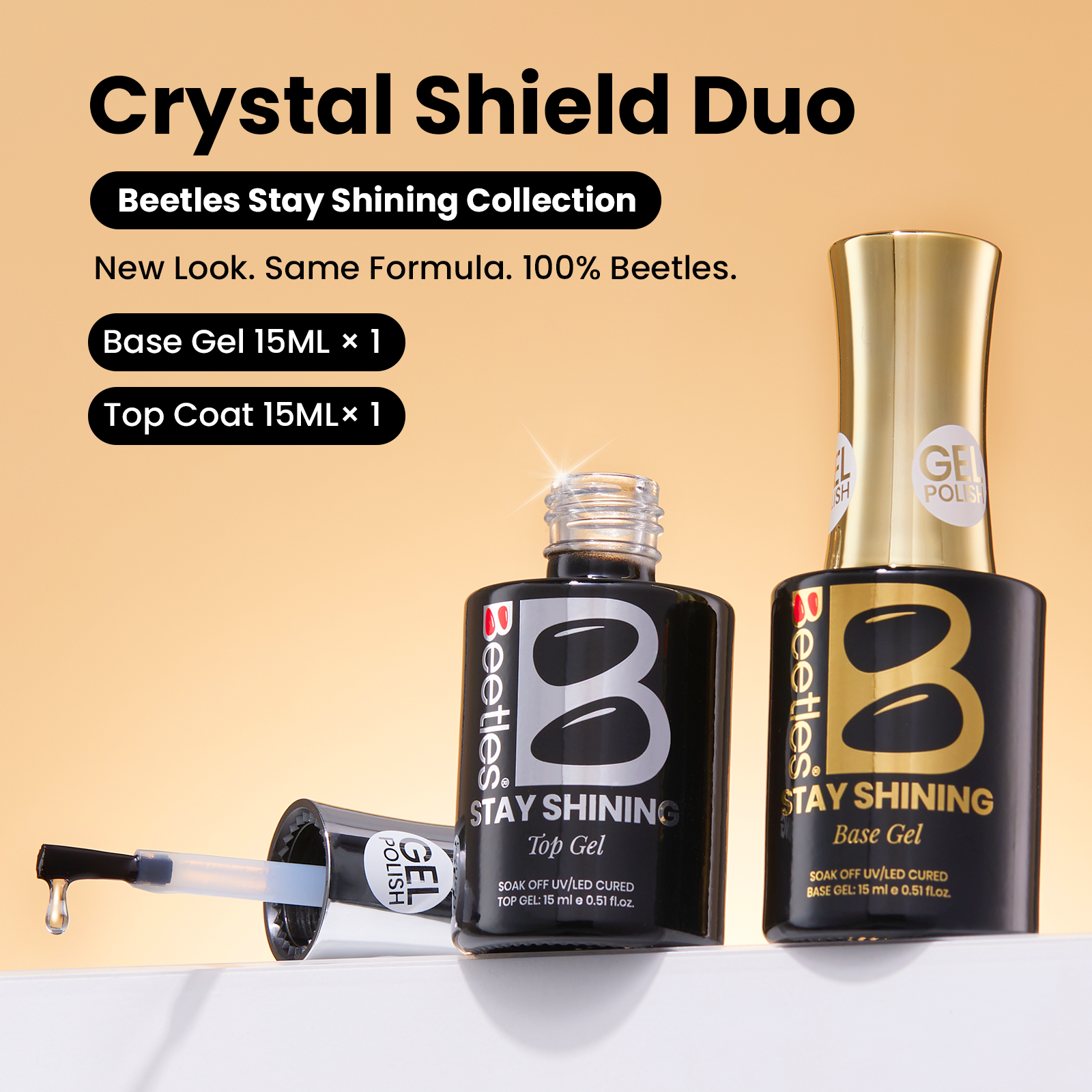 Beetles Gel Polish Crystal Shield Duo - 2 Pieces of Quiet Elegance, 15ml of Daily Glow