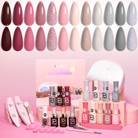 Beetles Stay Shining Gel Polish Mini Mani Studio Kit - 12 Shades of Cozy Elegance, 7.5ml of Warm Solace