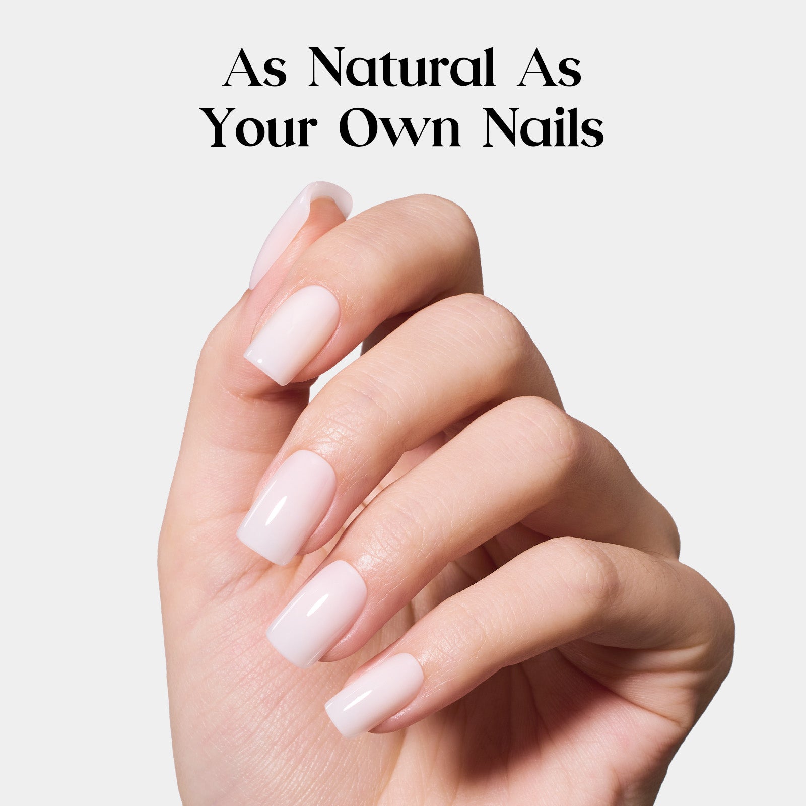Beetles Natural Milky Press On Nails | Milky White Short Squoval 16 sizes-32pcs