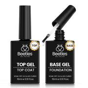 Beetles No Wipe Gel Top Coat and Base Coat Set 2Pcs 15ml - Super Shiny and Long Lasting, Gel Base Top Coat for Soak Off LED Nail Lamp Nail Art Design