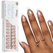 Beetles Stay Shining Glassy Amber French Press On Nails Medium Almond 160 PCS