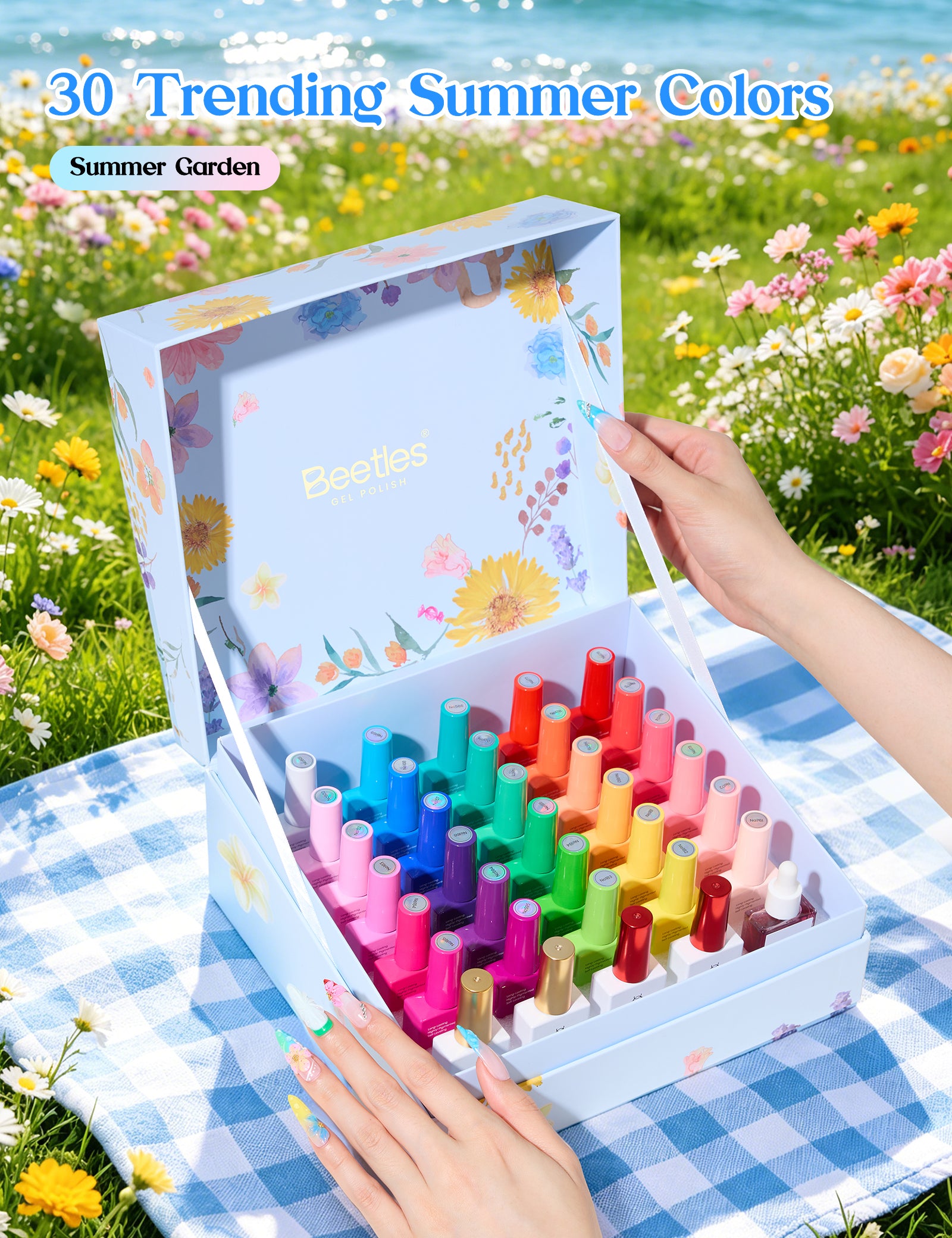 Summer Garden | 30 Trending Summer Colors HEMA Free With Top And Base Coat 10ml