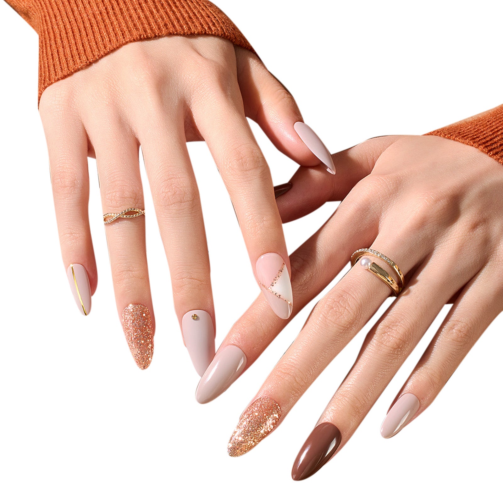 Beetles Gel Polish 6 Different Red & Latte Like Colors Series Gel Nail Polish Set, Glitter Fall Autumn Winter Spring Summer Social Occasions Gel Nail Polish Kit Gift for Holiday