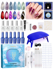 Beetles Stay Shining Pisces Fantasy HEMA Free TPO Free Summer Lucky Box, All-in-One Nail Art Set with Tools, Necklace Badge, Salon DIY Zodiac Gift for Women