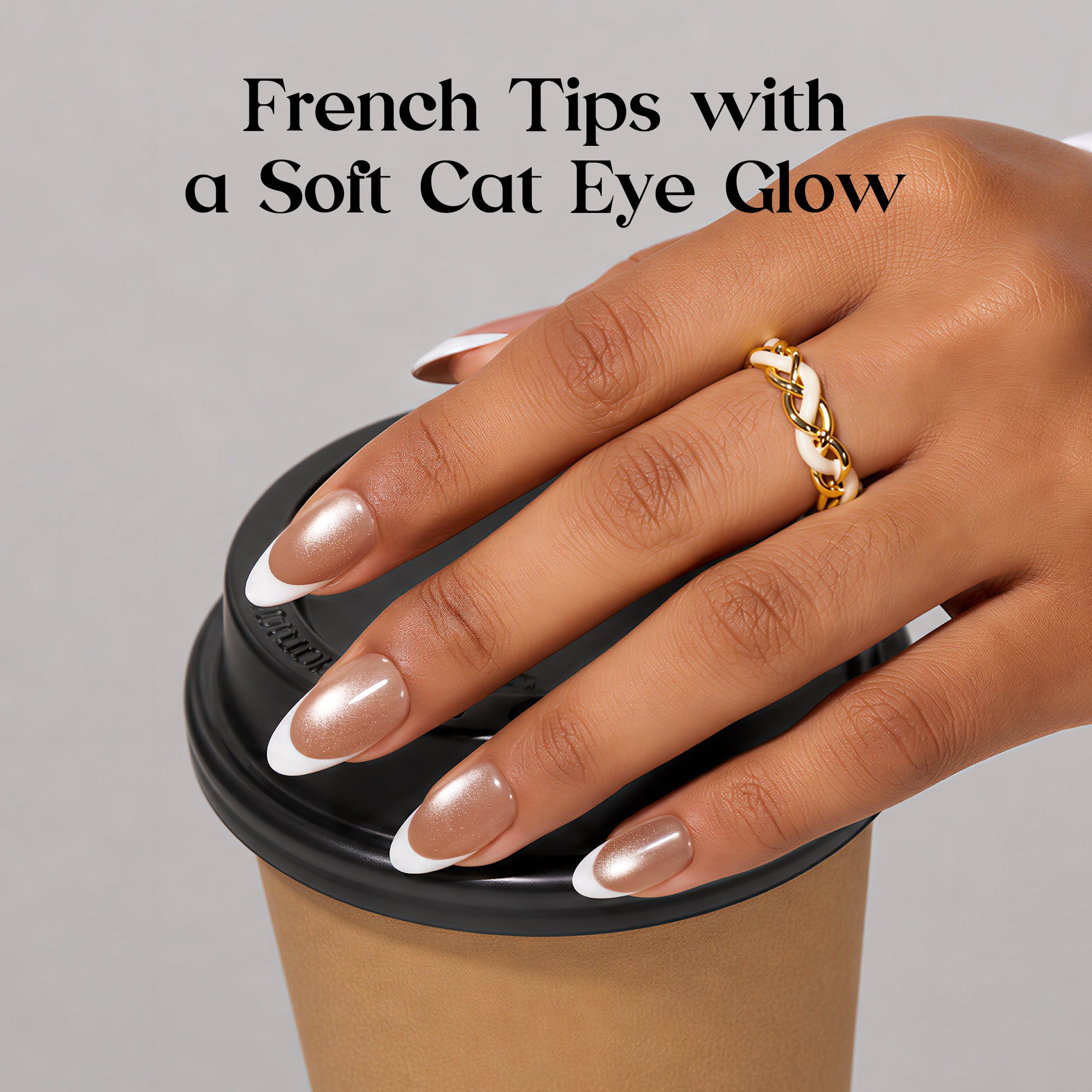 Beetles Stay Shining Glassy Blush French Press On Nails Medium Almond 32Pcs