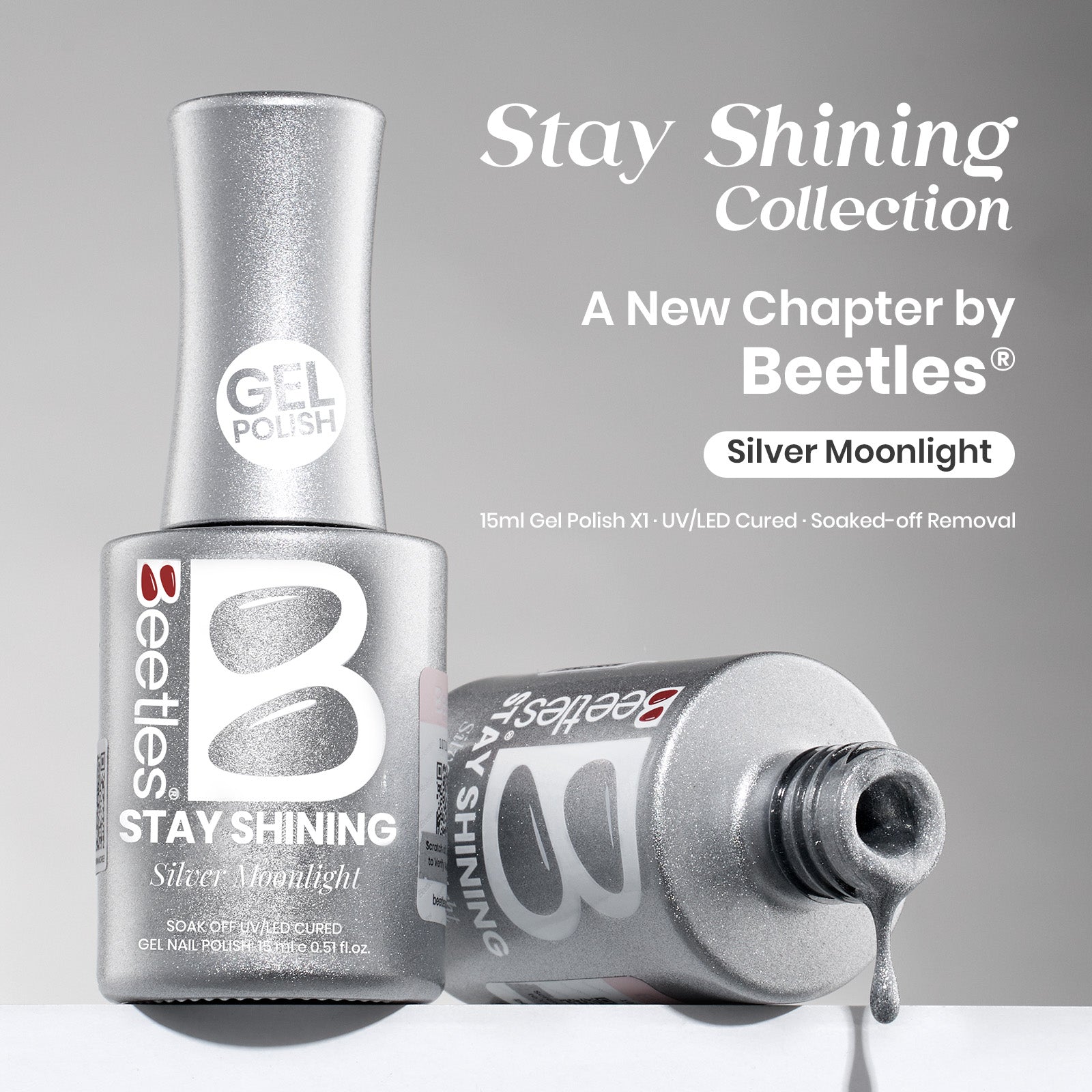 Beetles Gel Polish Silver Moonlight - 15ml of Night Serenity