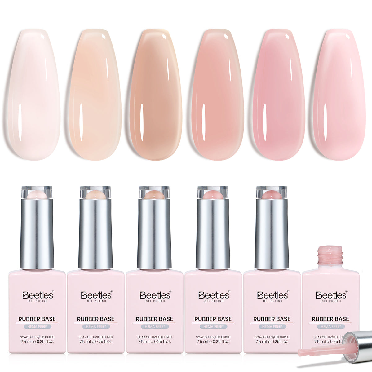 Beetles 6 Colors Rubber Base Gel Nail Polish Nude Moment Gel Polish Set Hema Free & TPO Free