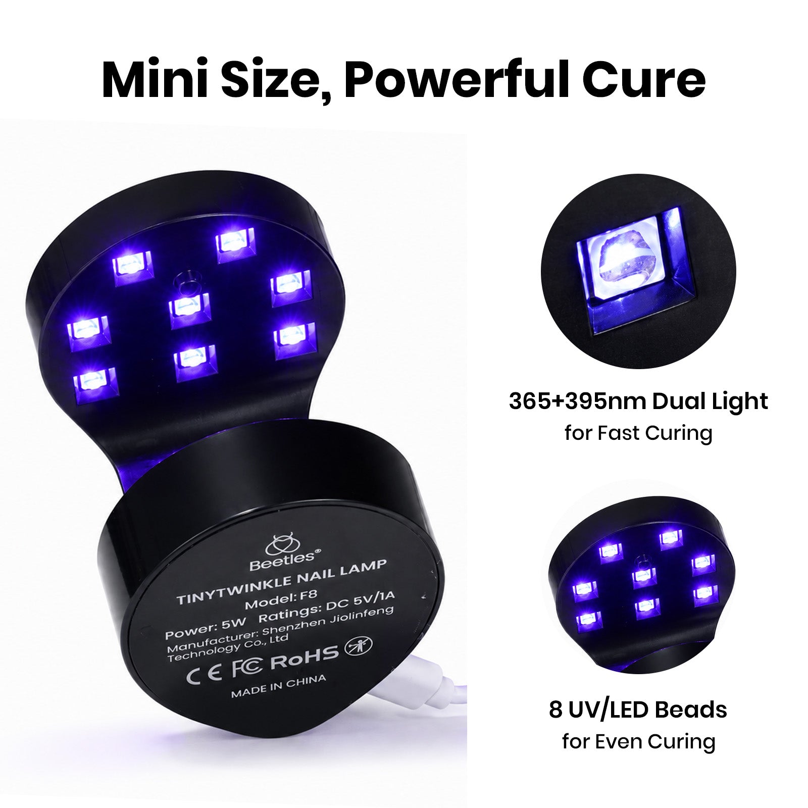 Beetles Mini UV LED Nail Lamp - Flash Curing Gel Nail Light with