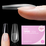 Beetles Stay Shinning Tipex Lite Instant Apex Nail Tips, Long Coffin, 256pcs 16 Sizes for DIY Salon-look Extensions