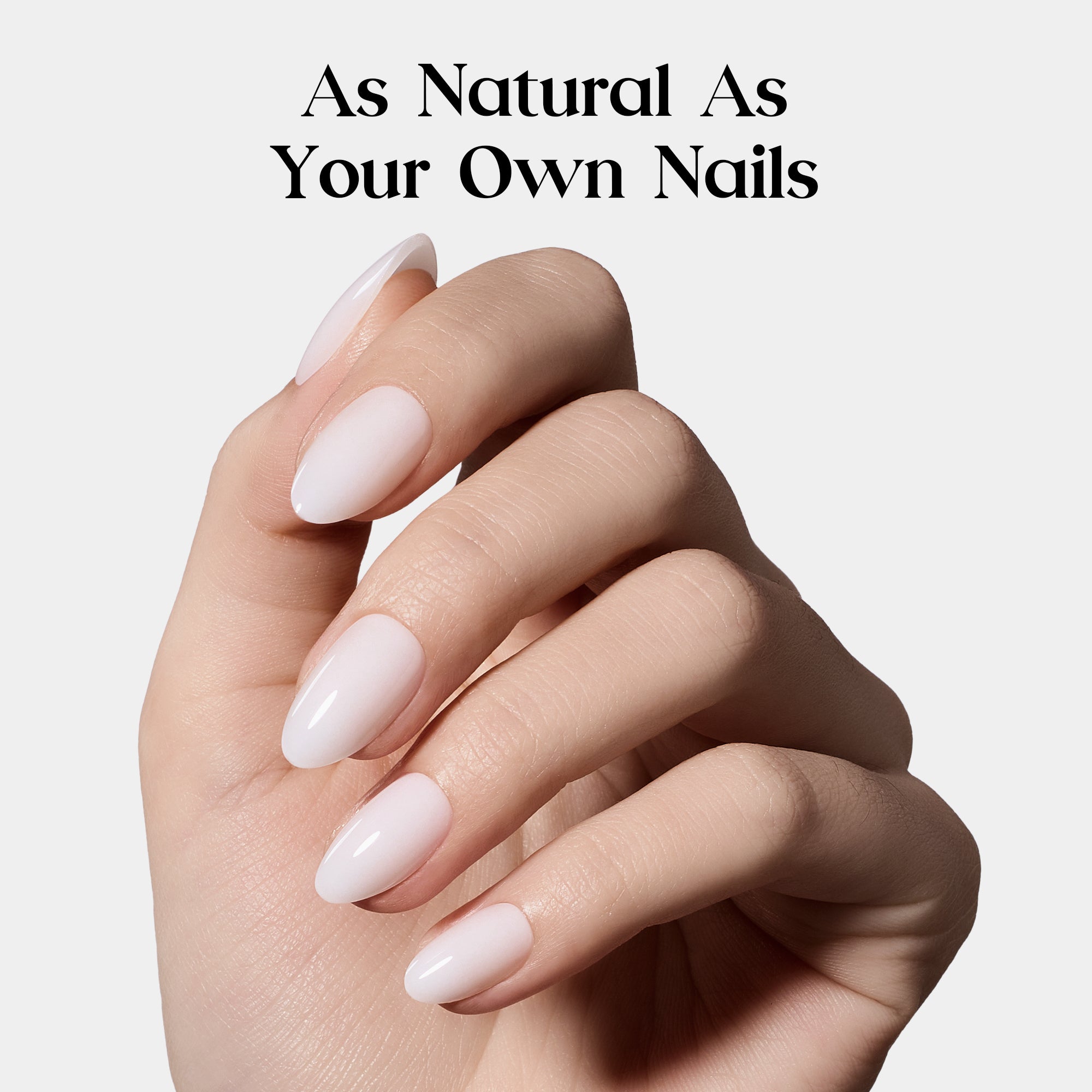 Beetles Natural Milky Press On Nails | Milky White Short Almond 16 sizes-32pcs