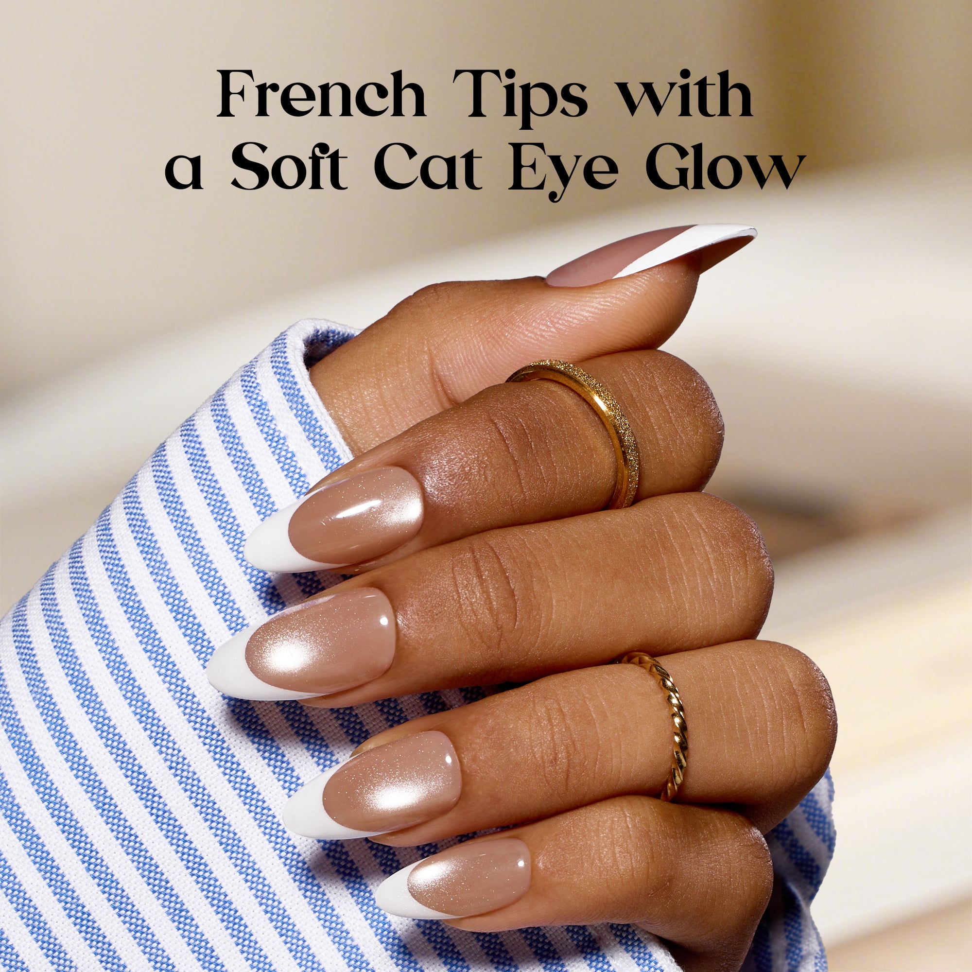 Beetles Stay Shining Glassy Blush French Press On Nails Short Almond 32Pcs