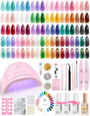Beetles Gel Nail Starter Kit 20 Colors  Jelly & Cat Eye Gel Polish Set HEMA Free TPO Free All-in-One Mani Kit