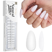 Beetles Natural Milky Nail Tips - Milky White Medium Almond 16 sizes*5