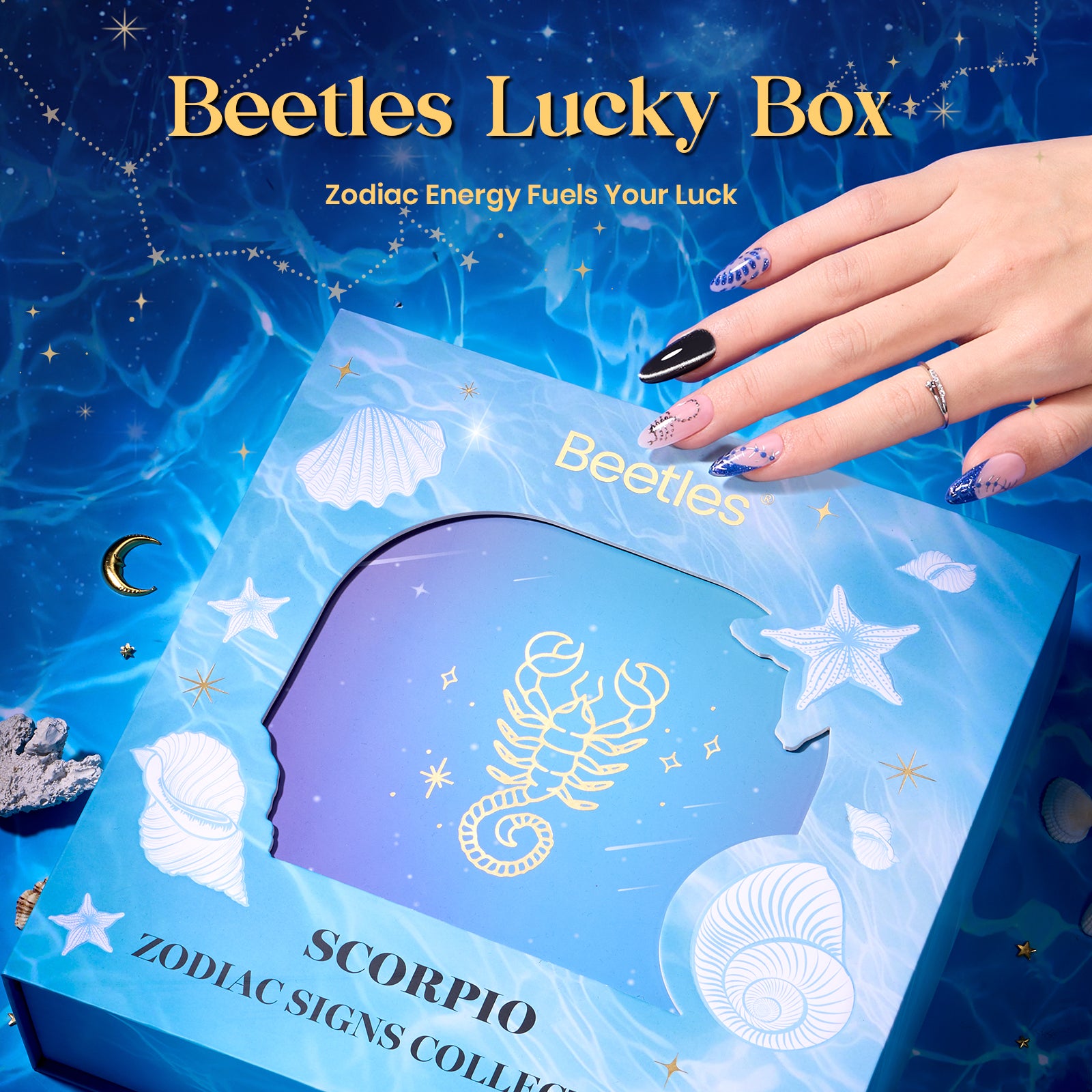 Beetles Lucky Box Scorpio Sign Gel Nail Polish Kit - 6 Colors Zodiac Inspired Nail Art Set