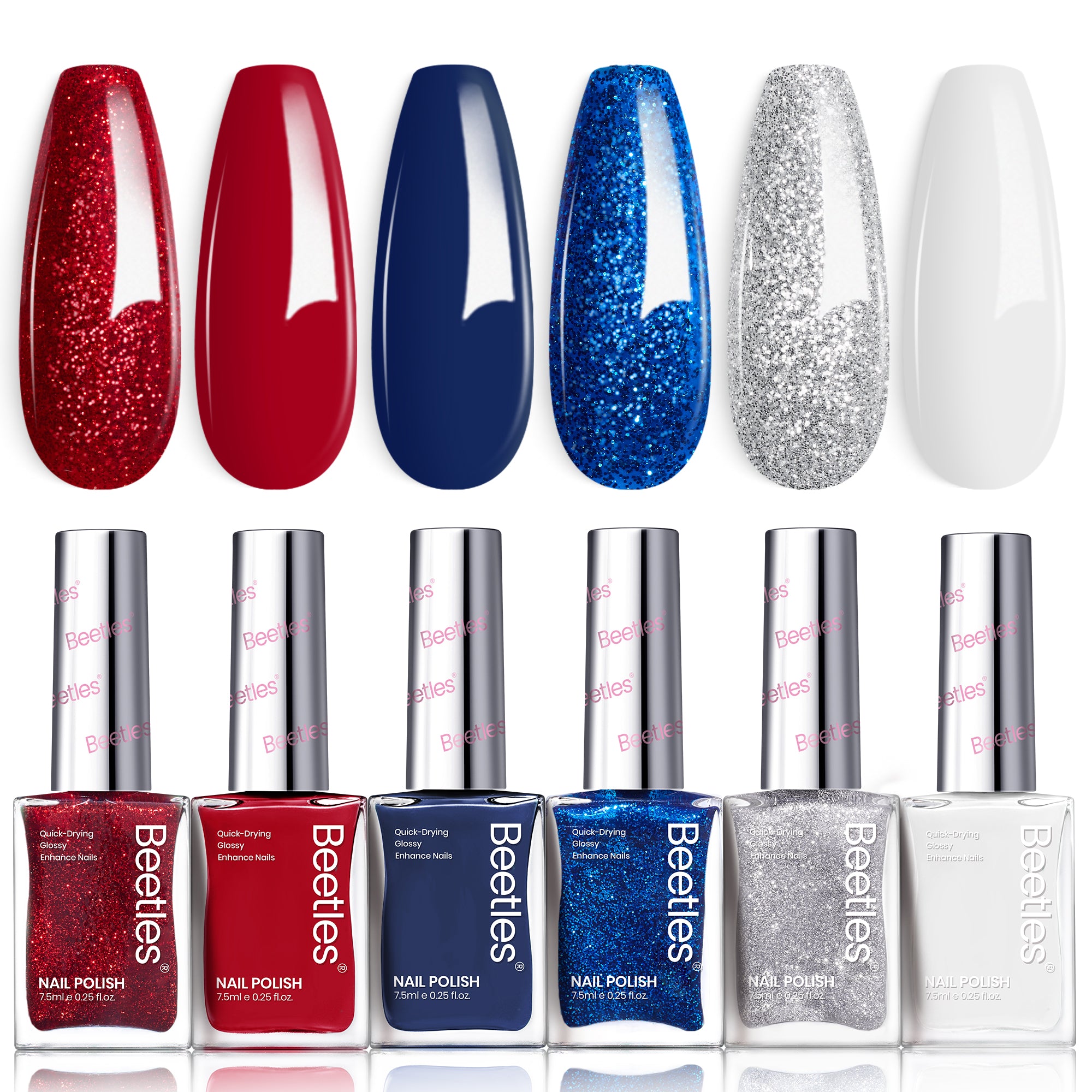 Air Dry Nail Polish| 6 Colors Gel Nail Polish Classic Red White Blue