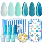 Beetles Summer Voyage - Shore Light Blue Cat Eye Gel Summer Nails 6 Colors Gel Polish Set 9ml