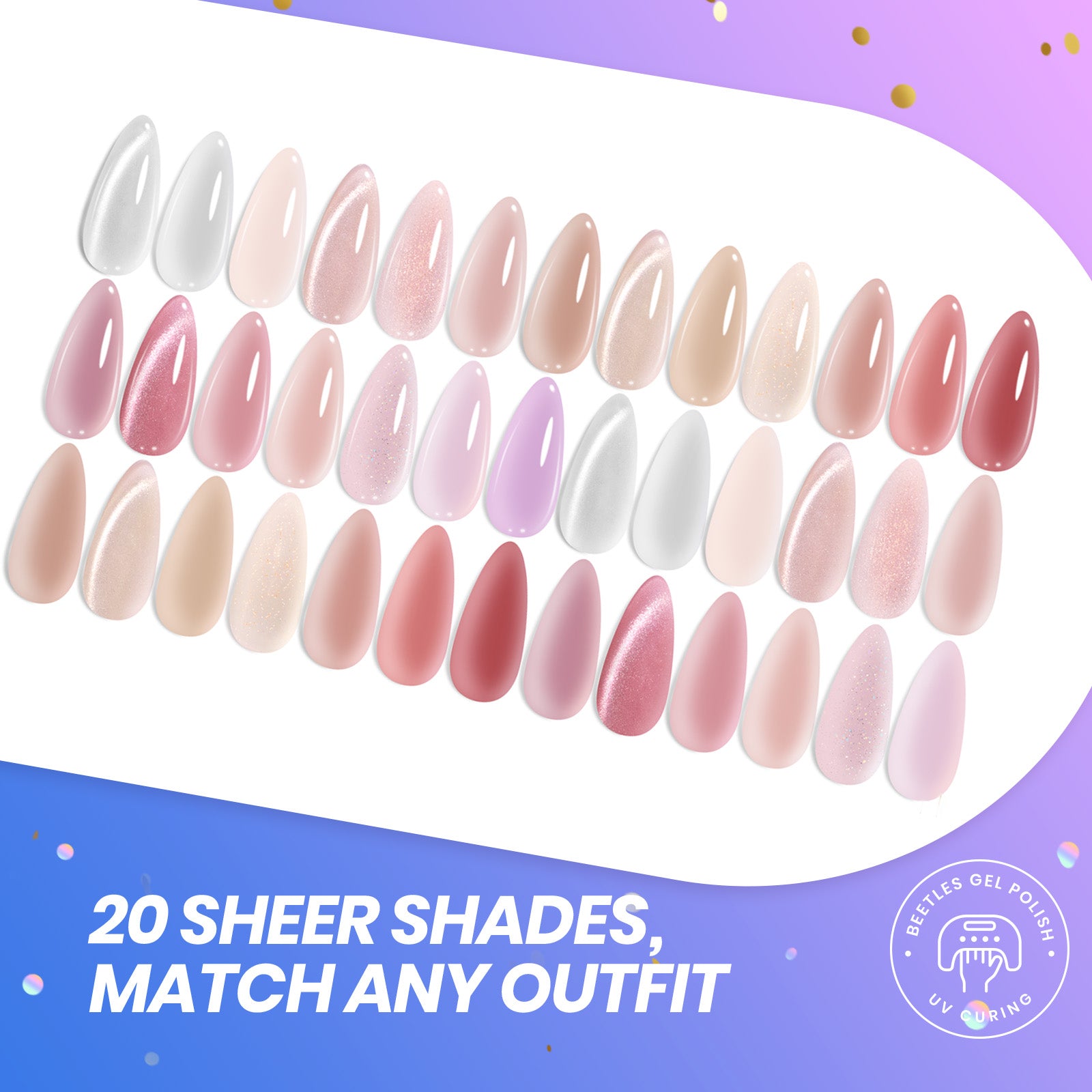 (Mother’s Day Ideal Gift) Beetles Nude Sands DEALS BOX Spring Nails 113Pcs 20 Jelly Colors Gel Nail Polish