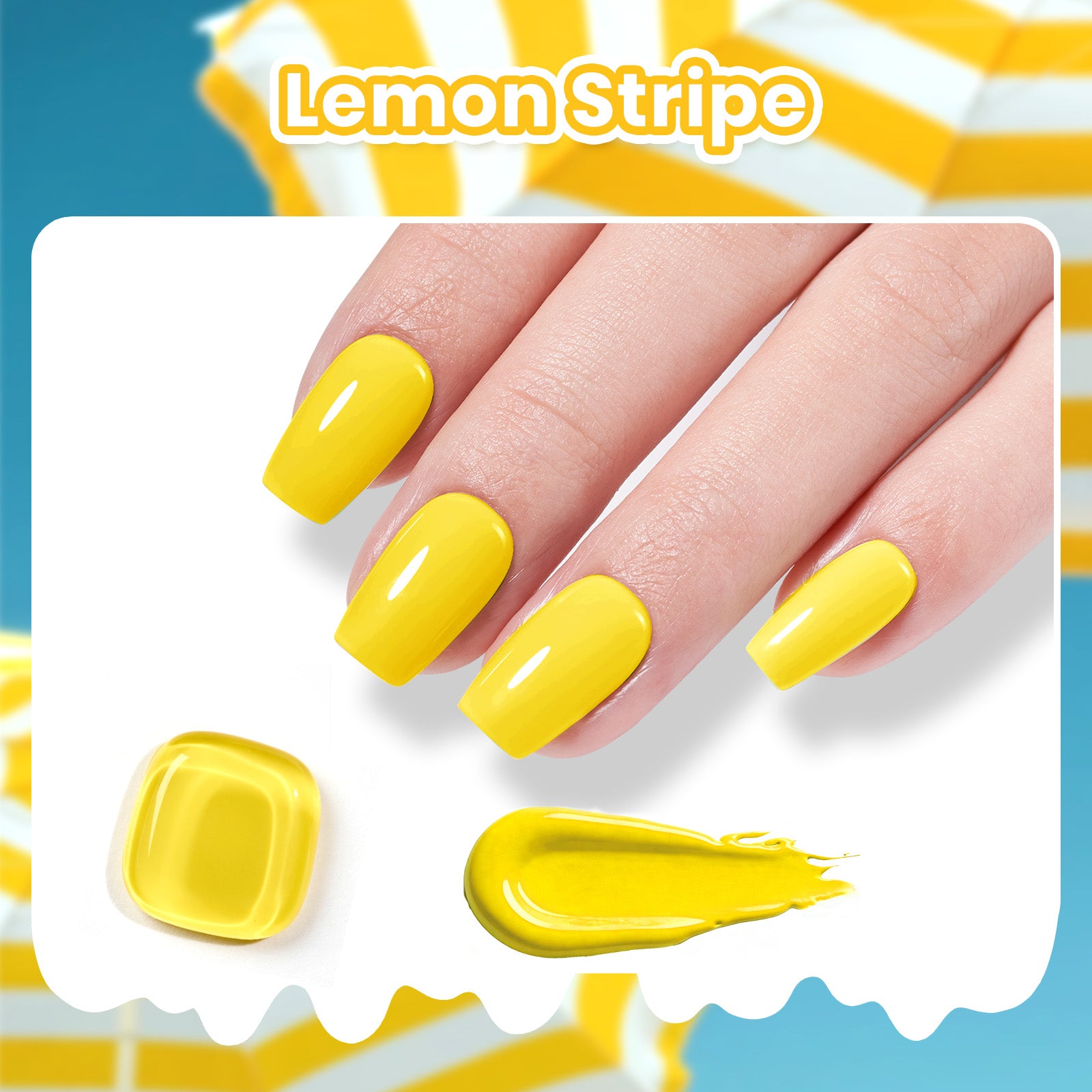 Beetles Summer Voyage - Lemon Stripe Summer Neon Nails 9ml