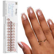 Beetles Stay Shining Glassy Amber French Press On Nails Short Squoval 160 PCS