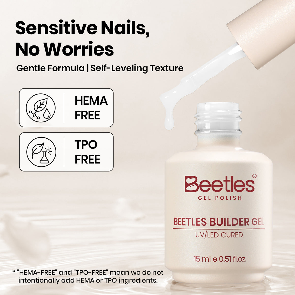 Beetles Builder Gel for Nails Sheer White, TPO & HEMA-Free Building Gel for Building Strengthening & Extension, Beginner Friendly DIY Salon at Home, UV LED Lamp Needed, Sheer Milk