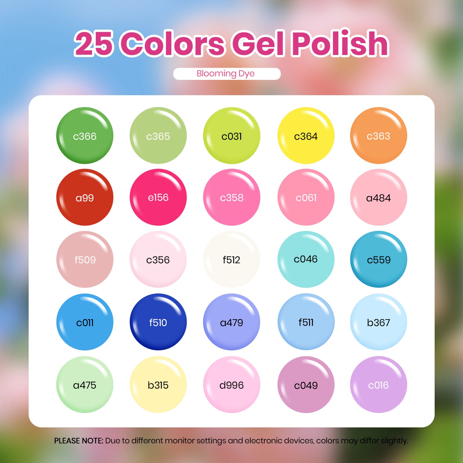 Blooming Dye - 25 Gel Colors Set With Blooming Gel Summer Neon Rainbow Nails