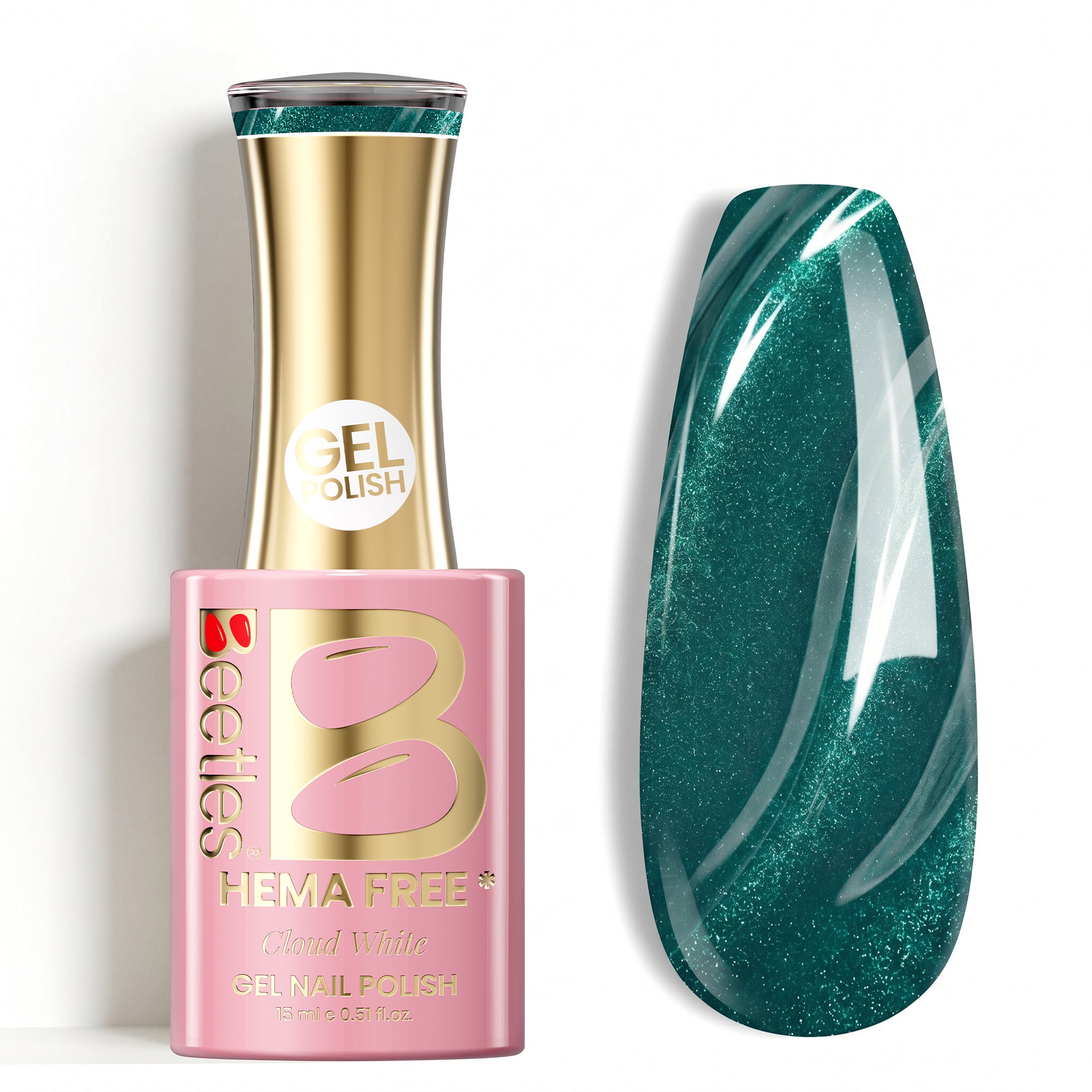Beetles Gel Polish Stay Shining - Gel Nail Polish Green Cat Eye Gel for Minimalist Nail | Hema Free & TPO Free