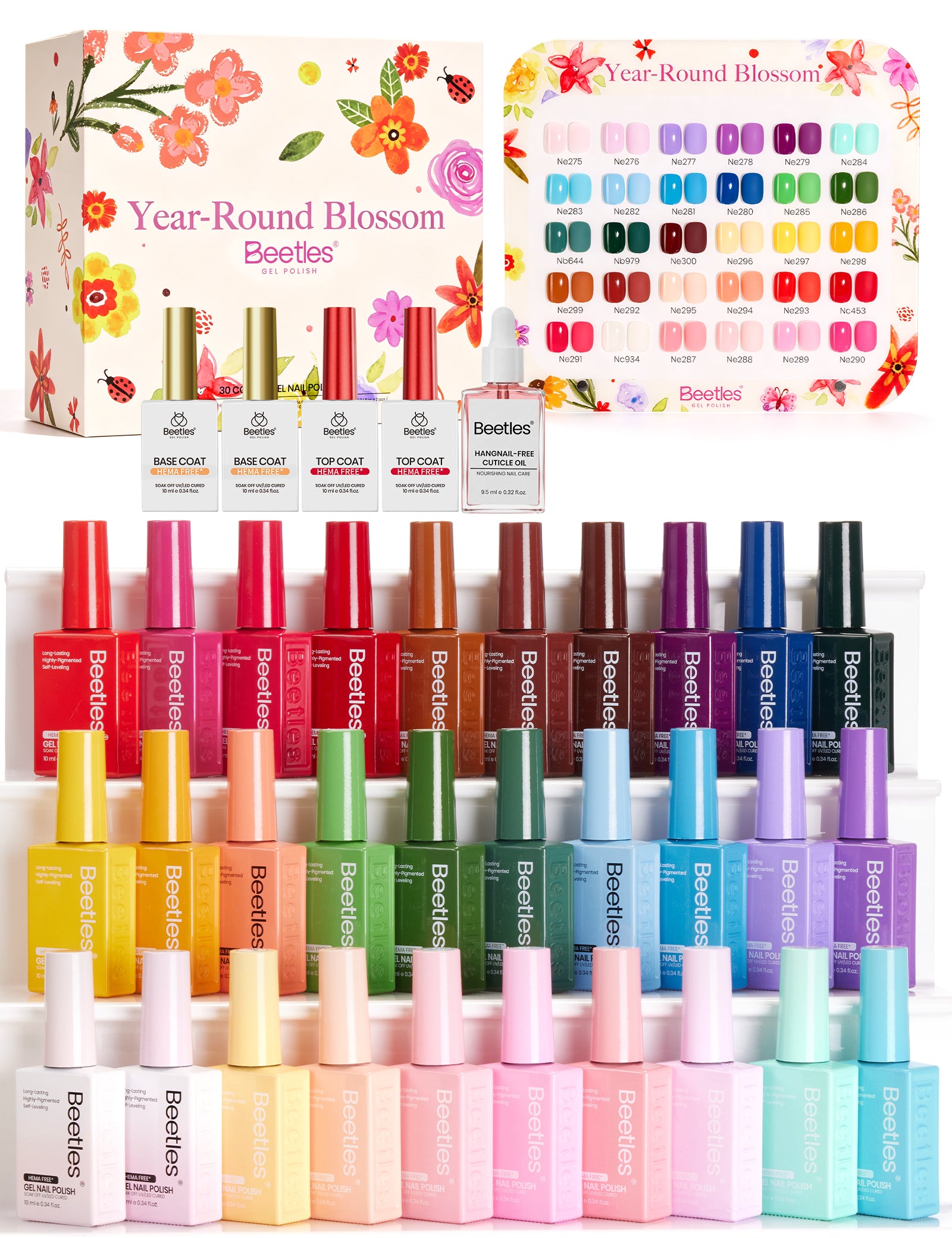 Year-Round Blossom | 30 Trending Colorful Colors HEMA Free & TPO Free Runway Palette 10ml Gel Polish Set