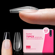Beetles Pro Tipex Instant Apex Nail Tips, Medium Coffin 512pcs,Thicker Strong Acrylic Tips for DIY Salon-look Extensions