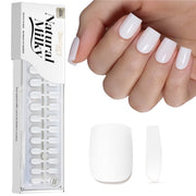 Beetles Natural Milky Nail Tips - Milky White Short Square 15 sizes*5