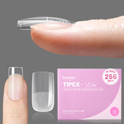 Beetles Stay Shinning Tipex Lite Instant Apex Nail Tips, Short Square, 256pcs 16 Sizes for DIY Salon-look Extensions