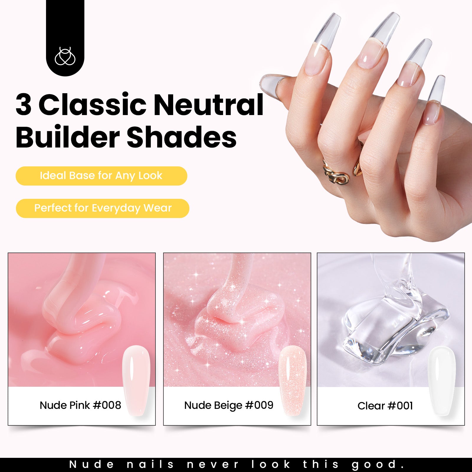 Beetles Builder Gel for Nails, 9 in 1 High Hardness Clear Jelly Glitter Sculpted Gel with Nail Forms Nail Tips Nail Glue Nail Pen Nail Scissors Top Base Coat Nail Extension Kit for Manicurist Women