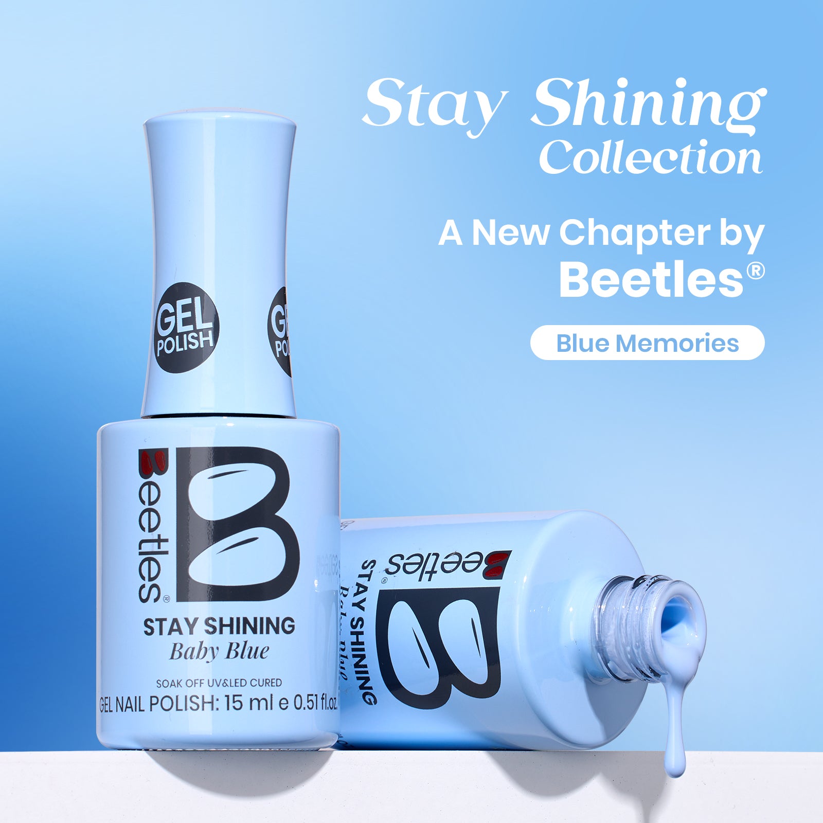 Beetles Stay Shining Collection Salon-Quality Gel Polish - 15ml of Baby Blue