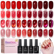 Beetles Burgundy Dream Red 20 Colors Gel Nail Polish Set Jelly Glitter Cat Eye Solid Color Halloween Nails 7.5ml Each