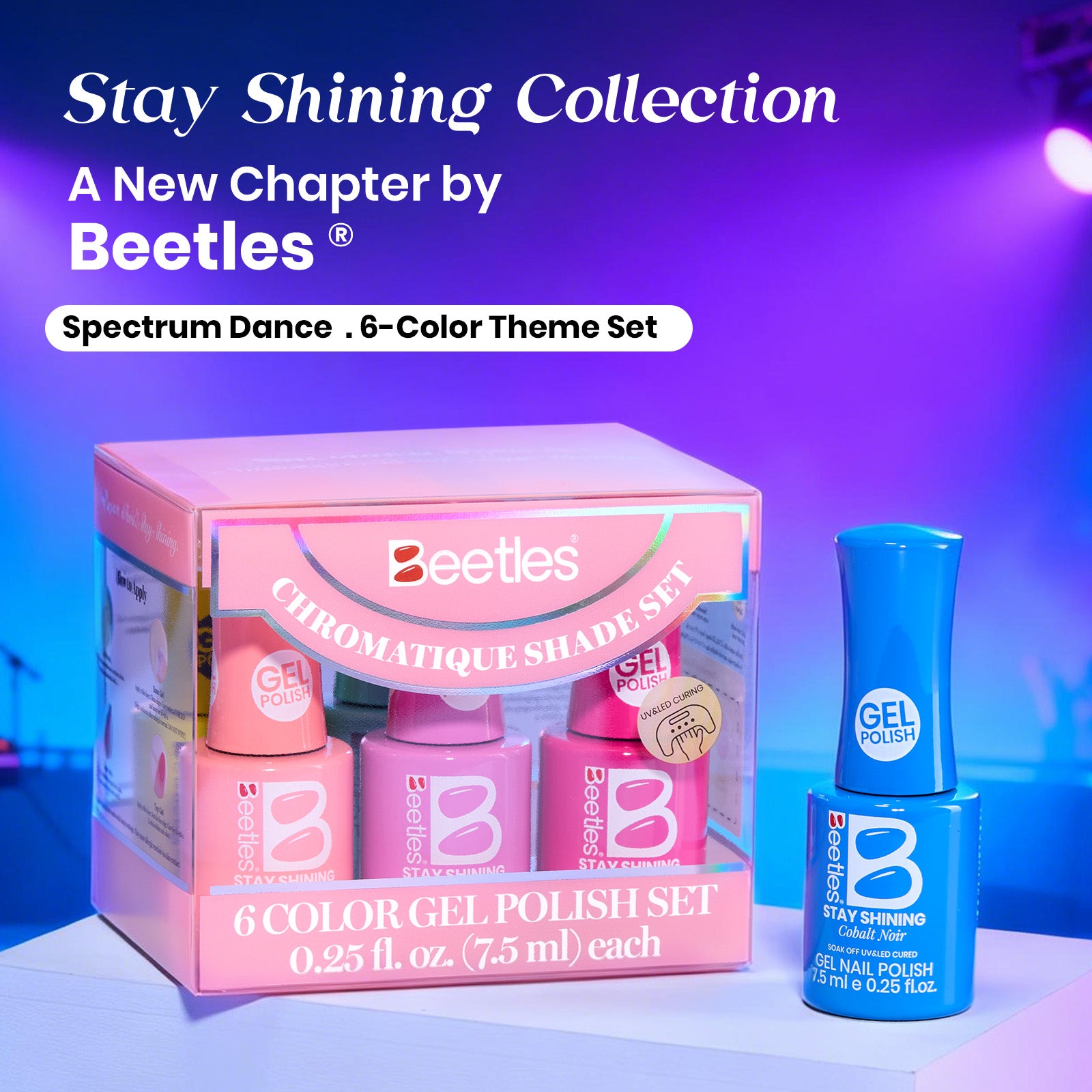 Beetles Gel Nail Polish Set, Stay Shining Chromatique Shades, 6 Colors, 1.52 fl oz