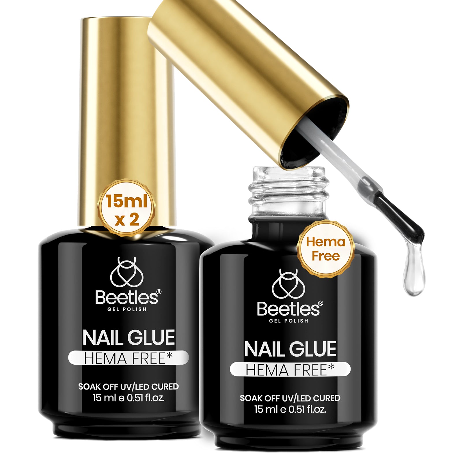 Beetles 2Pcs 15ml HEMA-Free Nail Glue Gel for Acrylic Nail Tips & Clear Press On Nails