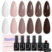 Beetles Caramel Cappuccino Neutral Brown HEMA-FREE & TPO-FREE 6 Colors Gel Polish Set