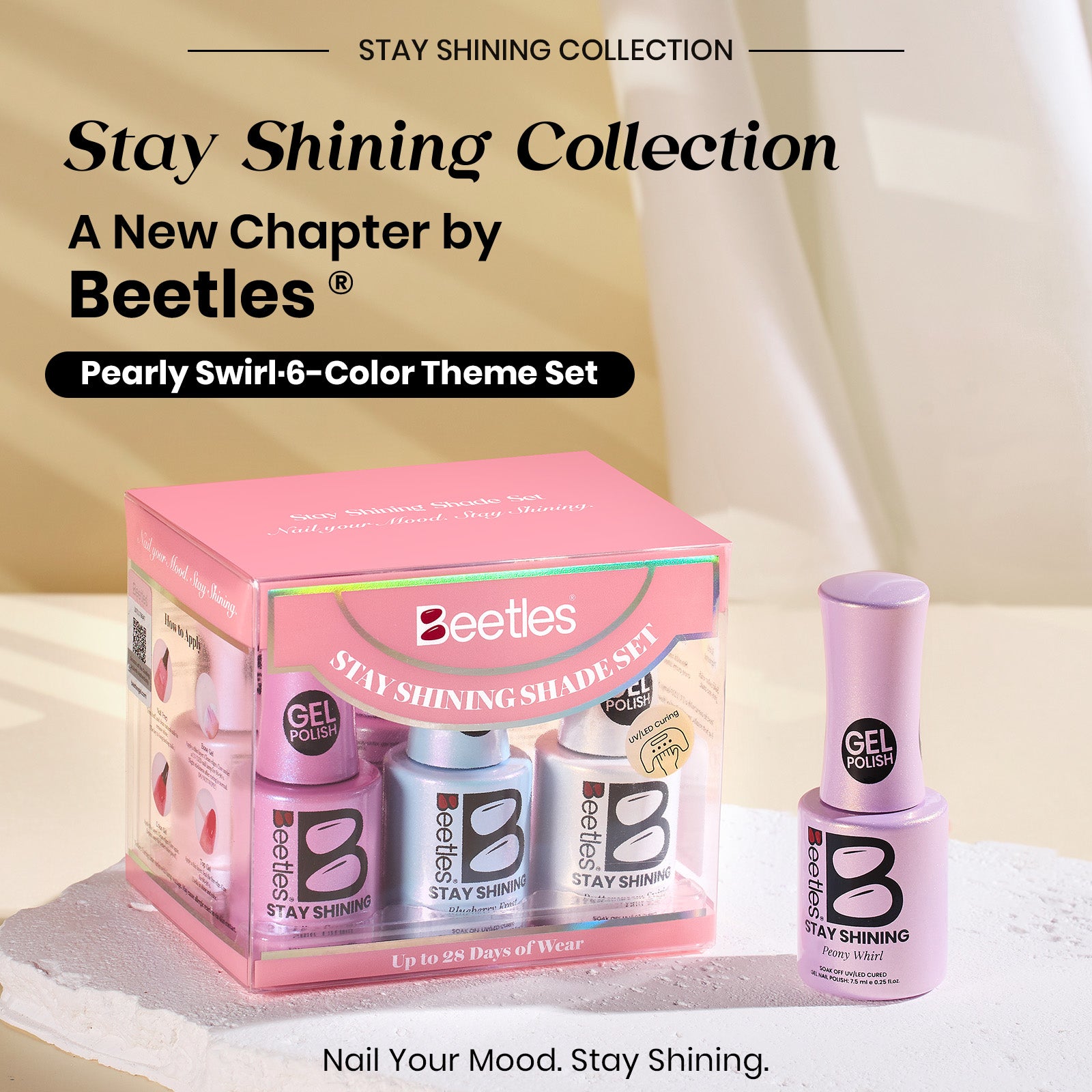 Beetles Stay Shining Gel Polish Pearly Swirl Shade Set - 6 Hues of Daily Warmth, 7.5ml of Mood Comfort