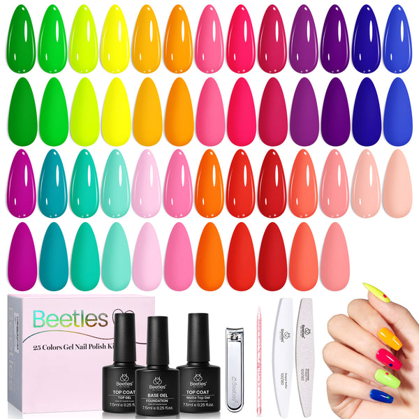 Neon Summer Gel - 25 Gel Colors Set Summer Rainbow Nails
