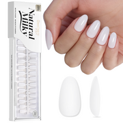 Beetles Natural Milky Nail Tips - Milky White Short Oval 16 sizes*5