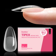 Beetles Pro Tipex Instant Apex Nail Tips, Medium Almond 512pcs, Thicker Strong Acrylic Tips for DIY Salon-look Extensions