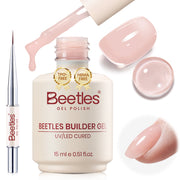 Beetles Builder Gel Nail Kit HEMA & TPO-Free, Muted Nude Pink with Nail Art Brush, 8 in 1 for Building Strengthening & Extension, Beginner Friendly DIY Salon at Home, UV LED Lamp Needed