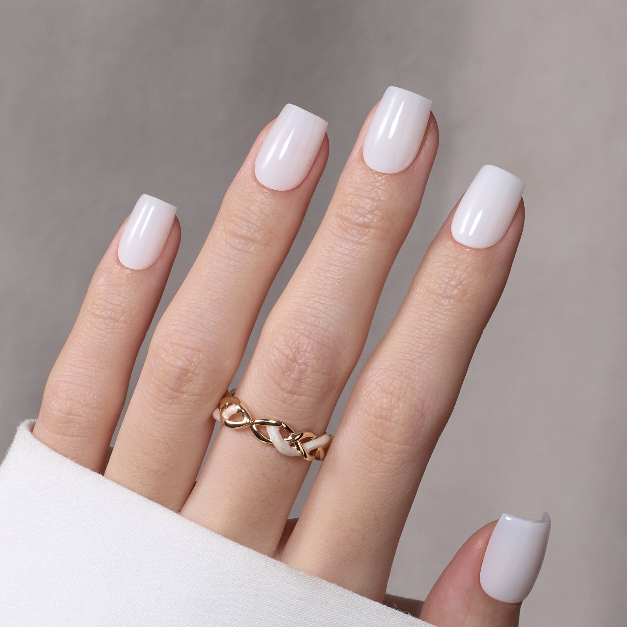 Beetles Natural Milky Nail Tips - Milky White Short Square 15 sizes*5